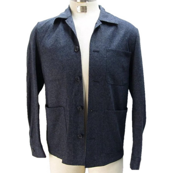 NEW ALAN PAINE Men's US M Richmond Wool Blend Knitted Shacket Shirt Jacket Navy